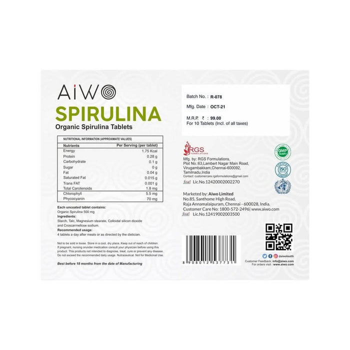 MyDiagnostics Aiwo SPIRULINA 500mg