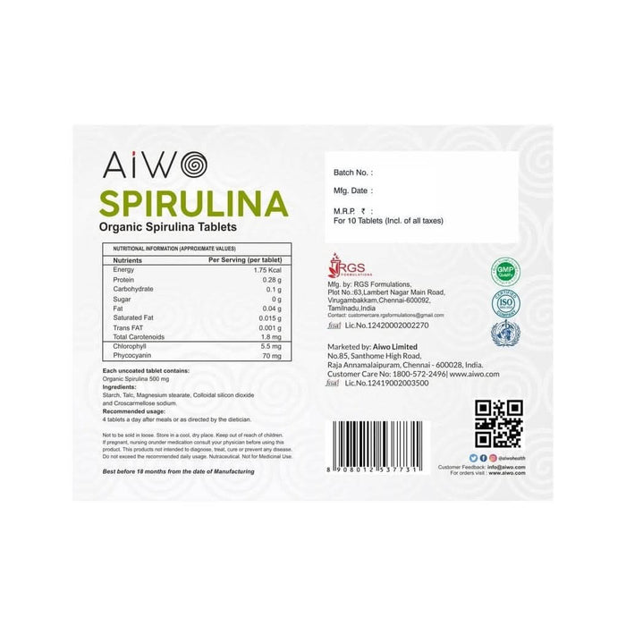 MyDiagnostics Aiwo SPIRULINA 500mg