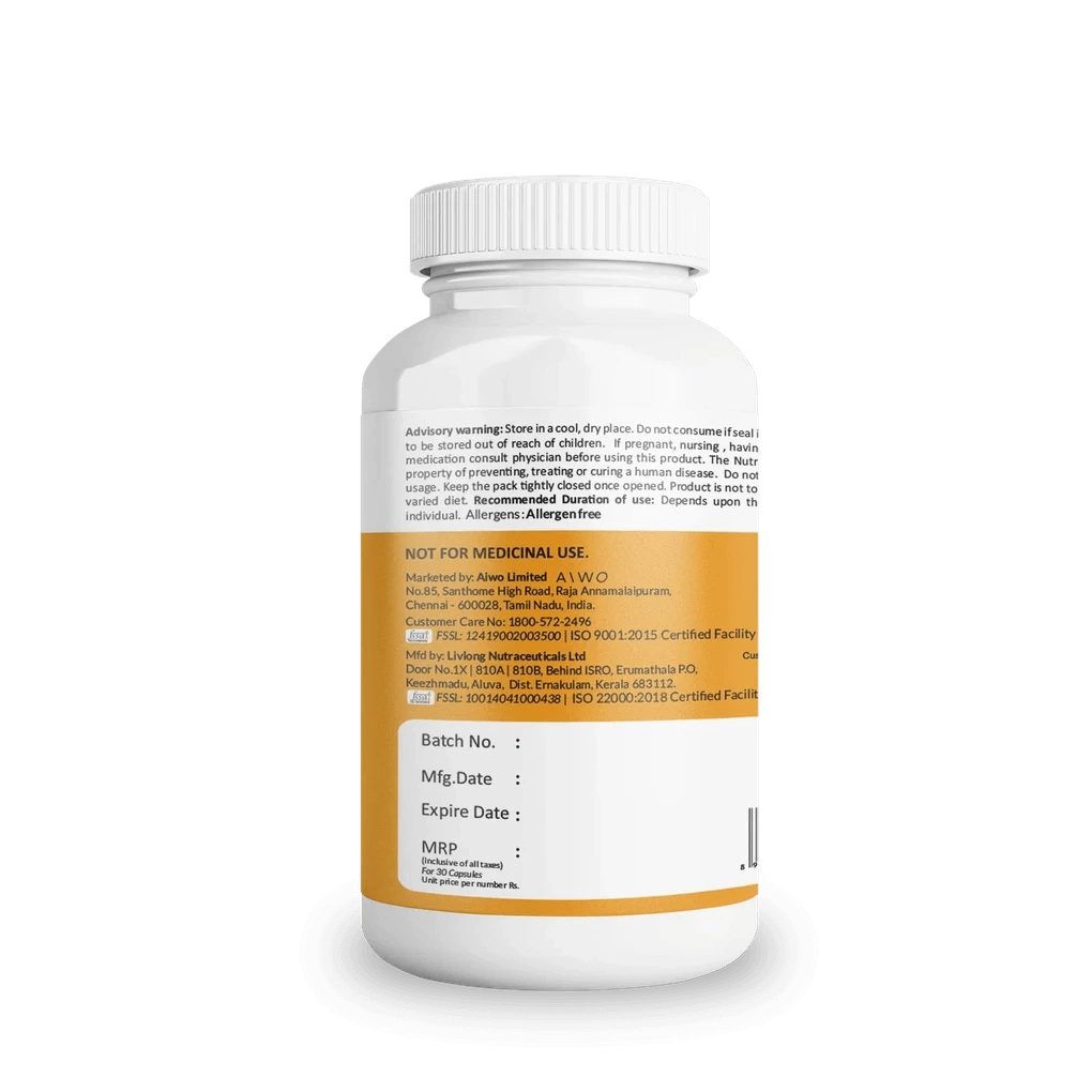 Aiwo Curcumin Rich Turmeric with Piperine capsules BCM 95 500mg ...