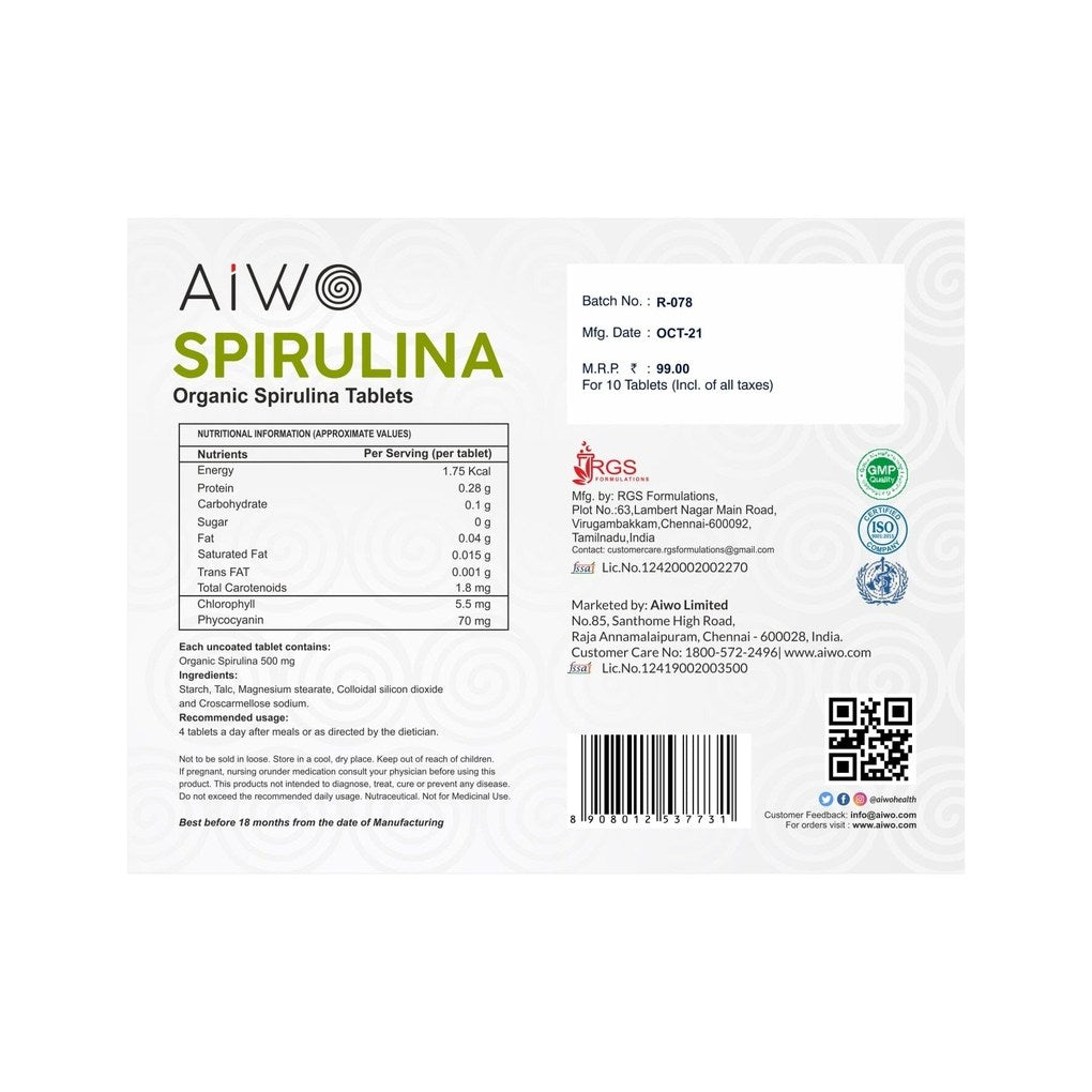 MyDiagnostics Aiwo SPIRULINA 500mg