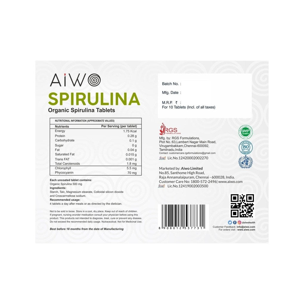 MyDiagnostics Aiwo SPIRULINA 500mg