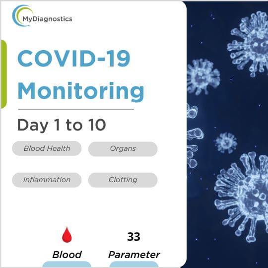 MyDiagnostics Coronavirus COVID-19 Monitoring blood test at home - D Dimer, CRP, CBC, Ferritin, LDH, IL-6 plus