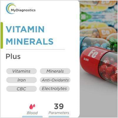 MyDiagnostics Vitamin, Iron & Mineral Balance Plus - The Nutritional Deficiency Blood Test at Home in chennai